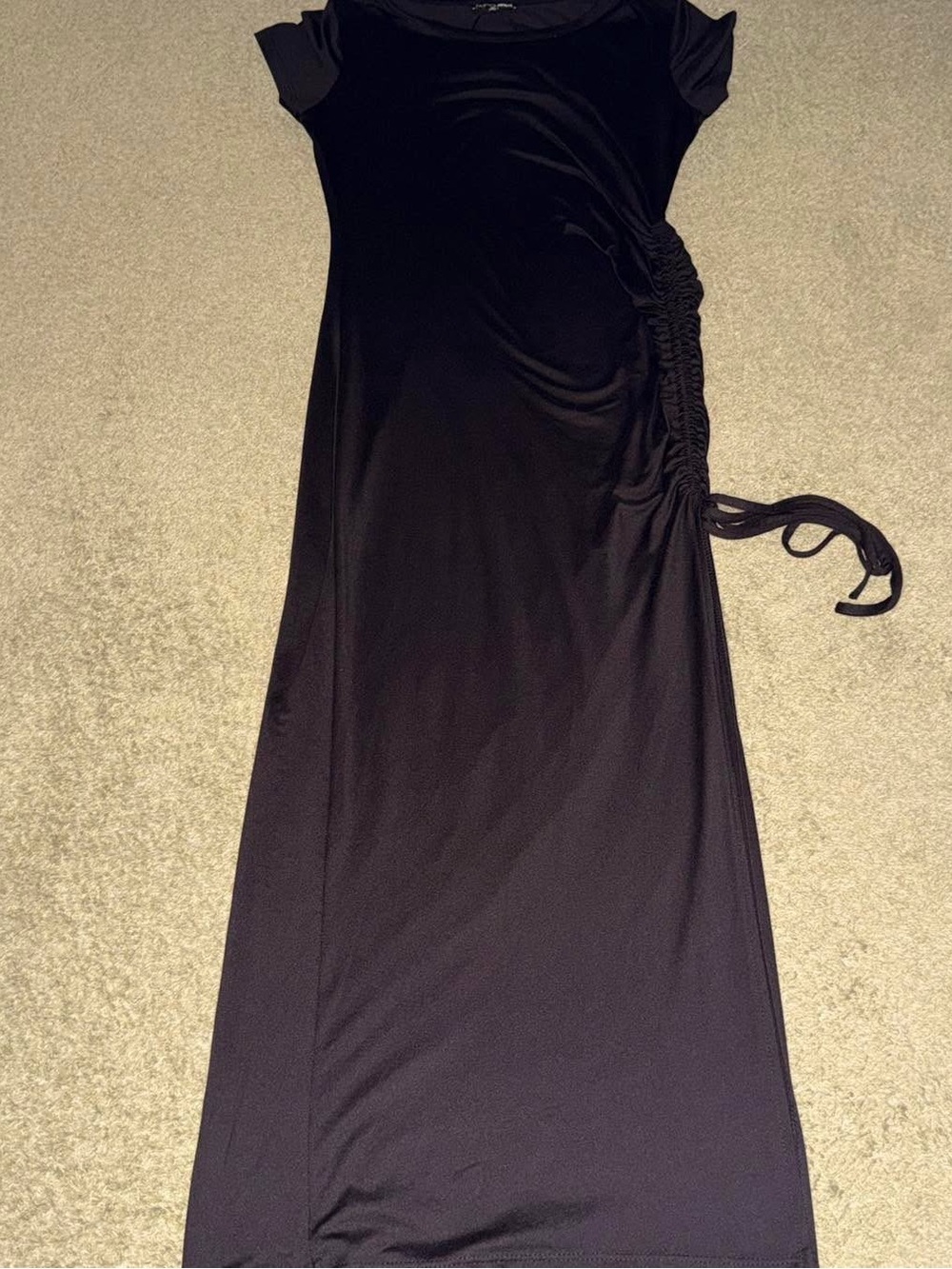 Fashion Nova Women’s Black Short Sleeve Ruched Maxi Dress Size L